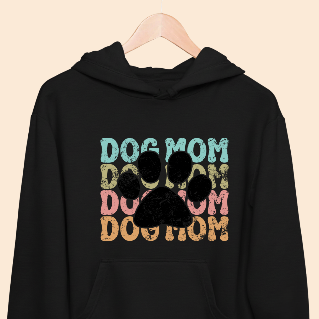 Dog Mom Retro Paw - Premium Unisex  Hoodie for Pet Lovers