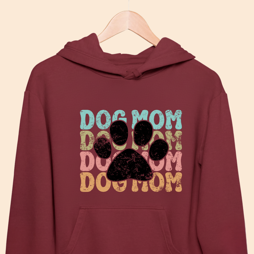 Dog Mom Retro Paw - Premium Unisex  Hoodie for Pet Lovers