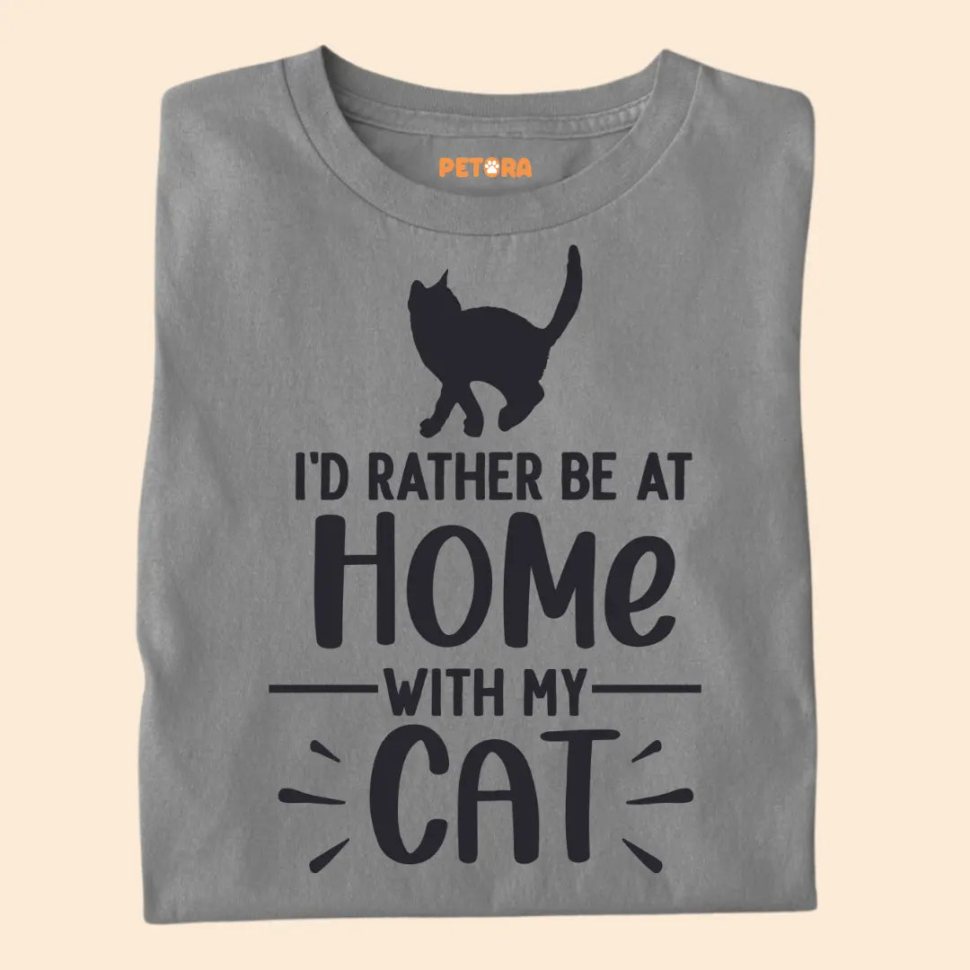 I'd Rather Be at Home With My Cat - Premium Unisex T-shirt for Pet Lovers