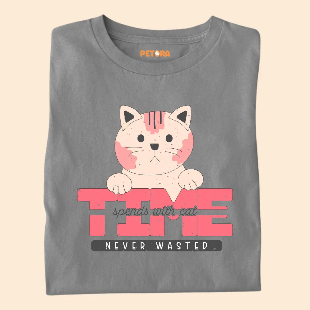 Time Spent With Cat Is Never Wasted - Premium Unisex T-shirt for Pet Lovers