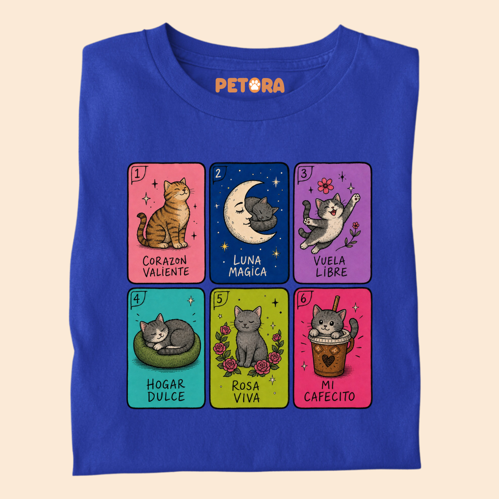 Spanish Cat Tarot Cards T-Shirt – Cute Loteria Feline Graphic Tee