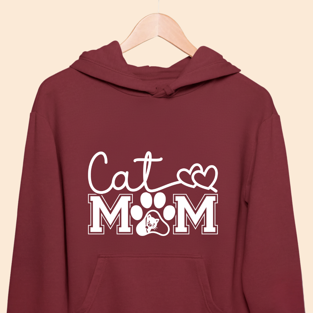 Cat Mom Love Paw - Premium  Unisex Hoodie for Cat Lovers
