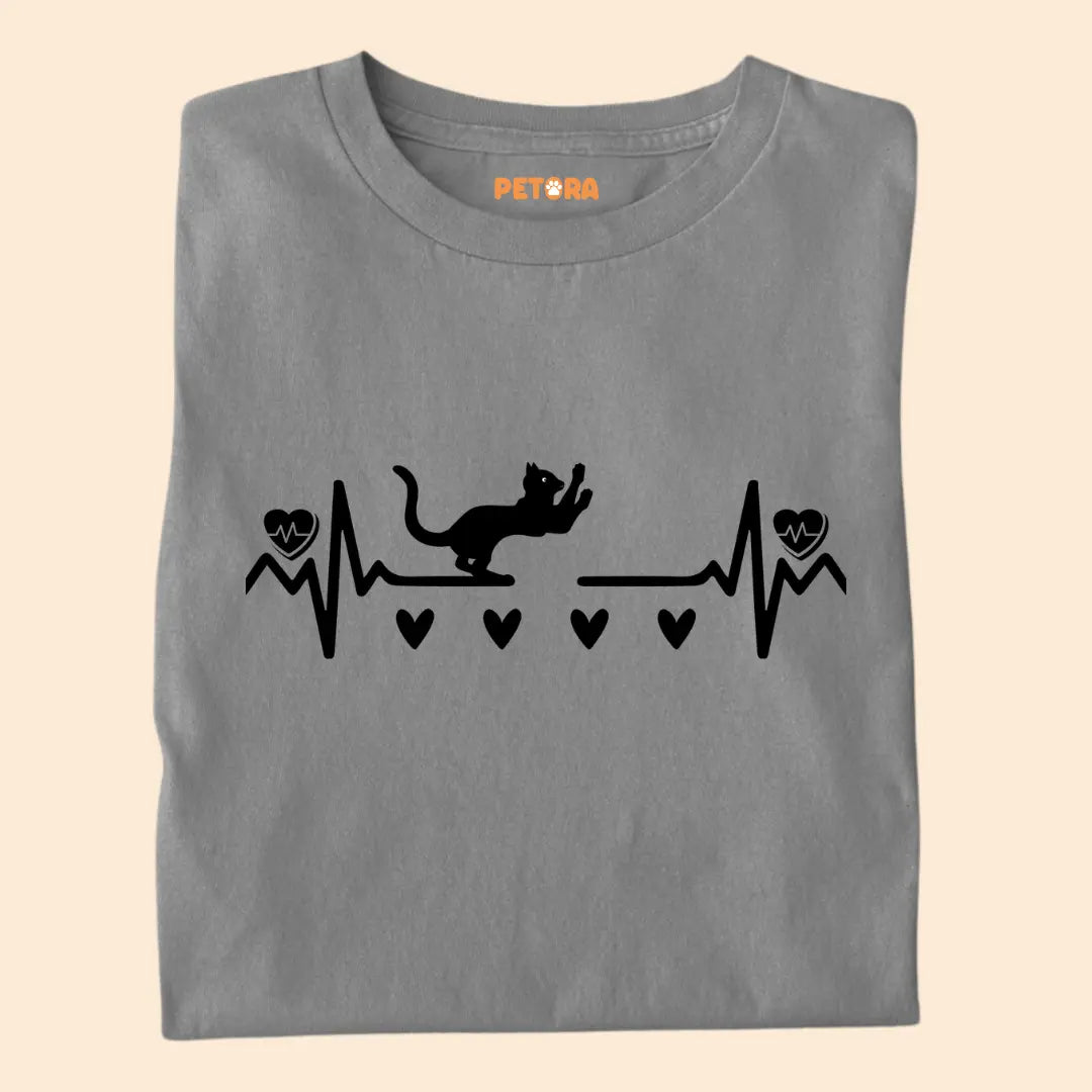 Heartbeat Cat Pulse - Premium Unisex T-Shirt for Cat Lovers