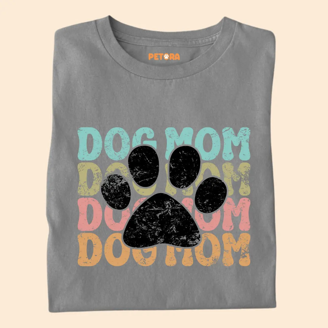 Dog Mom Retro Paw - Premium Unisex T-shirt for Pet Lovers