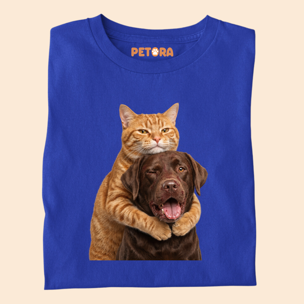 Cute Dog and Cat Fight Graphic Tee