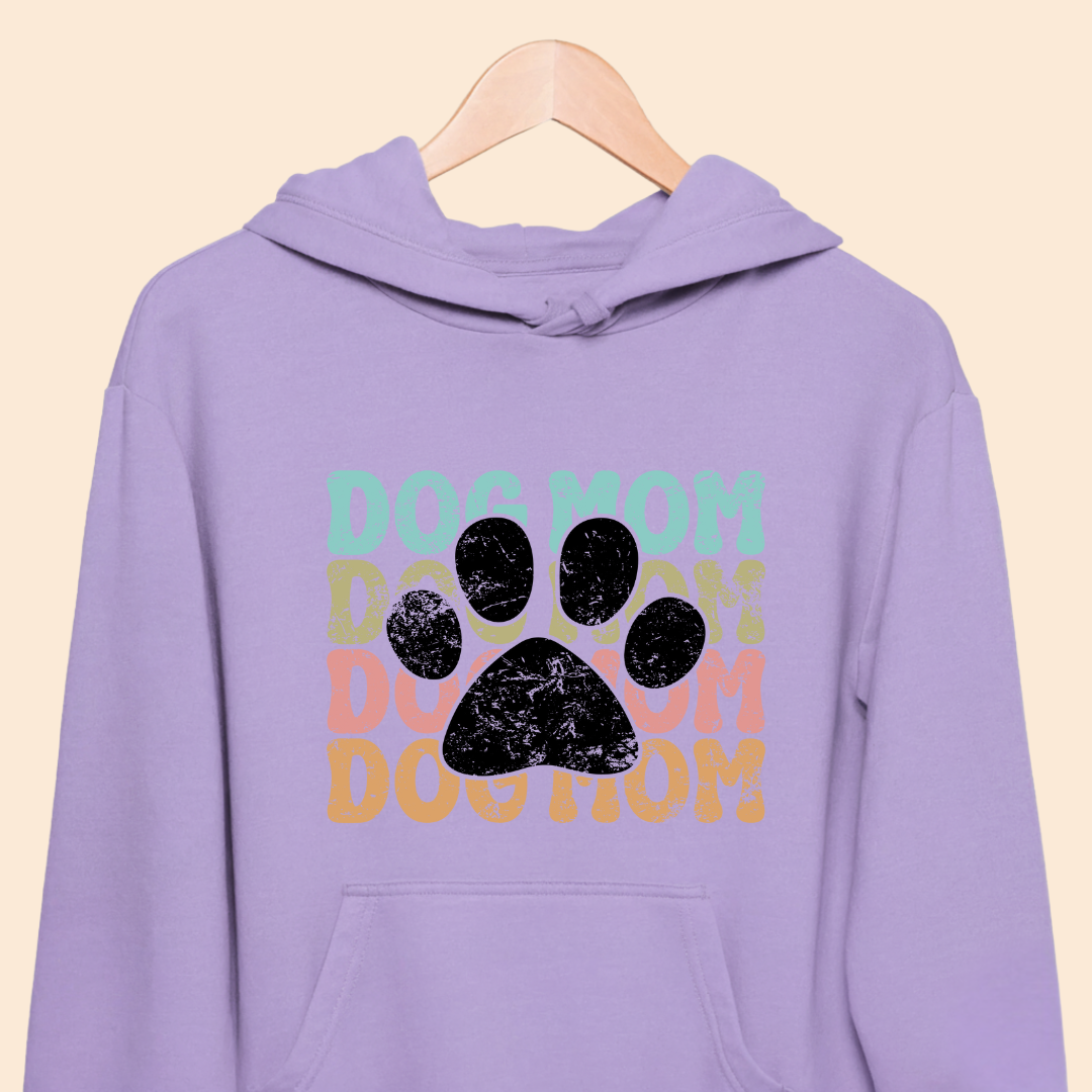 Dog Mom Retro Paw - Premium Unisex  Hoodie for Pet Lovers