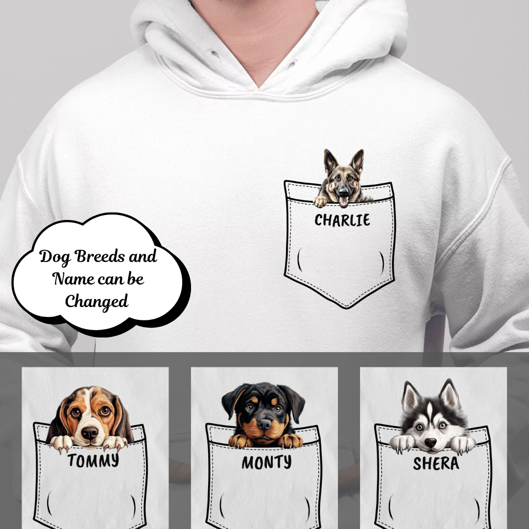 [Personalised] Pocket Custom Hoodie, Personalised Gifts for Dog Lovers