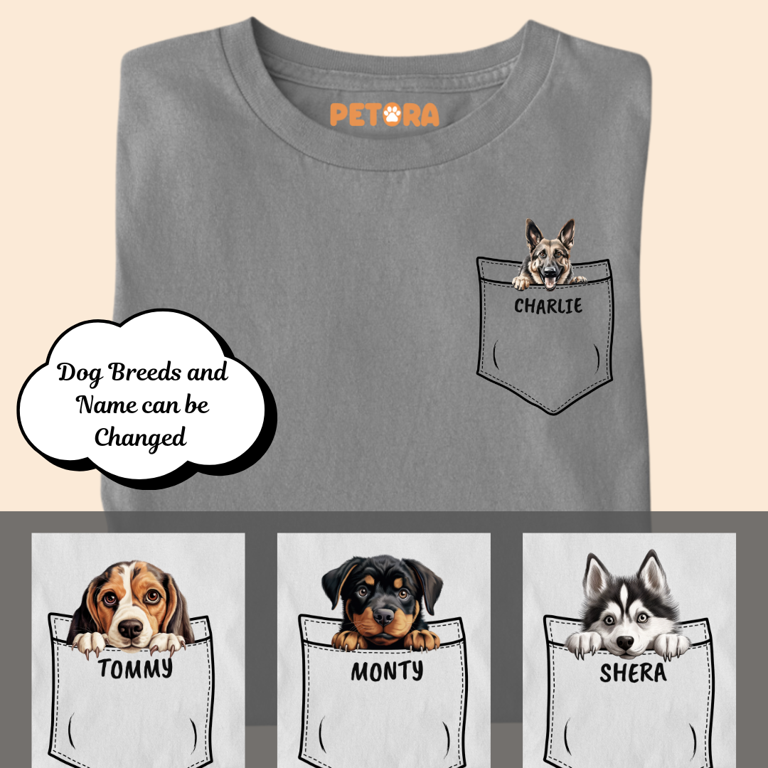 [Personalised] Pocket Custom T Shirts, Personalised Gifts for Dog Lovers