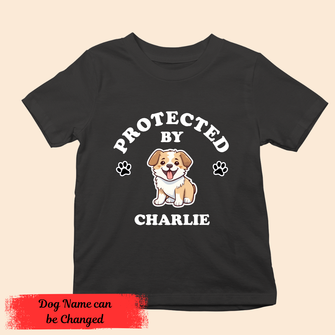 [Personalised] Protected by Charlie Premium Kids T-Shirt for Dog Lovers